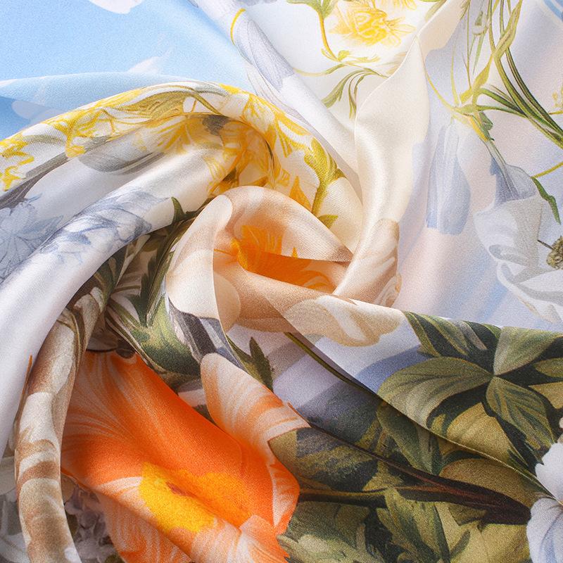 Silk Scarf Versatile Print 53 * 53 Square Scarf Summer Temperament Scarf Women's Gift