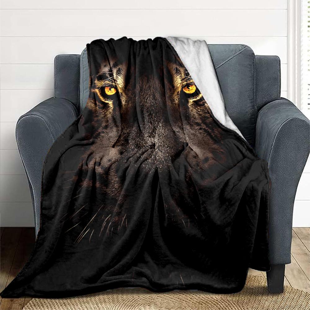 1pc Tiger Print Soft & Warm Polyester Knit Blanket, Digital Printed, All-Season Throw for Napping, Traveling, Sofa yy250906014