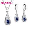 Water Drop Crystal Necklace Earring Set For Women 925 Silver Engagement Wedding Jewelry Set For Valentines Day Gift