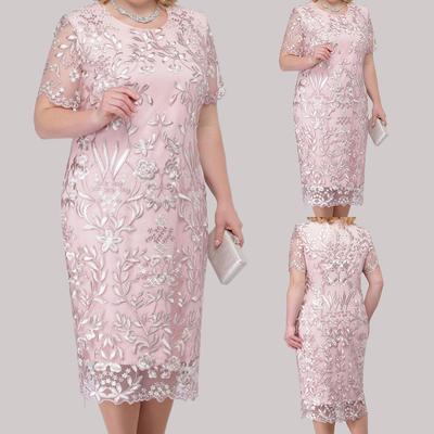 מידות גדולות נשים פרחוניות Bodycon Mesh רשמיות מסיבת קוקטייל ערב שמלות עיפרון