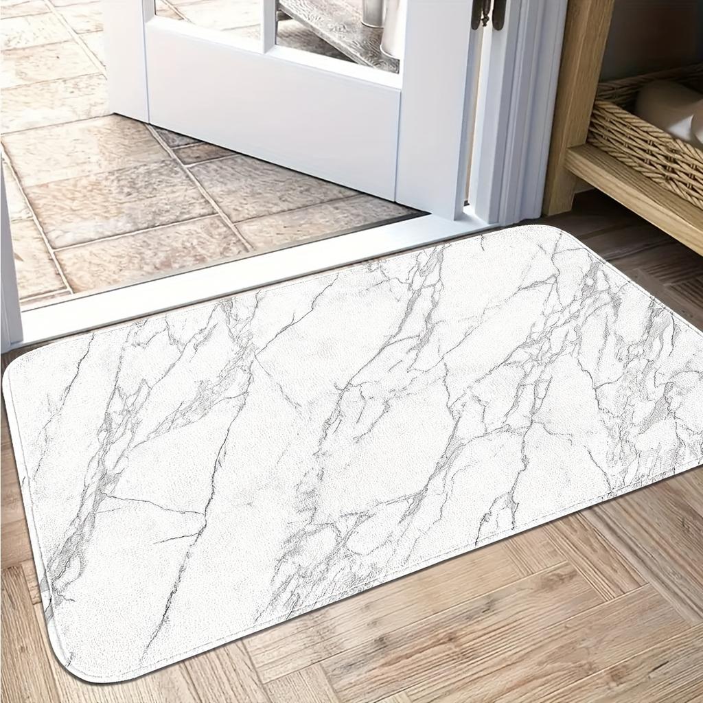 Luxuriöse Küchenmatte aus weißem Marmor, weich, verdickt, wasserdicht, rutschfest, ölbeständig, Läufer