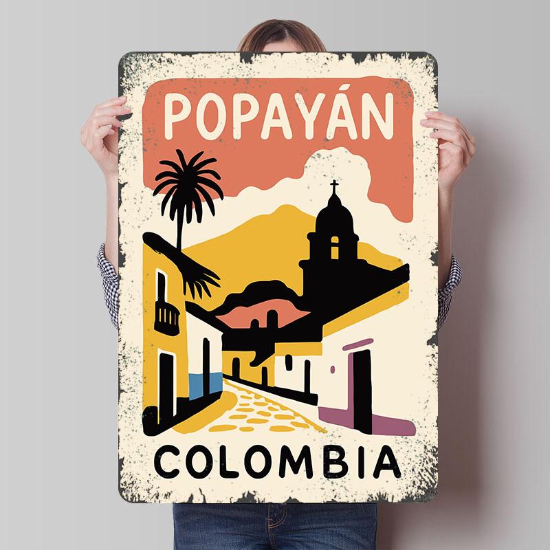 

Popayan Colombia Travel Metal Poster Customized Wall Art Retro Vintage Tinplate Signs for Decoration Bedroom Decorations Decor 7.9x11.8In(20x30cm)
