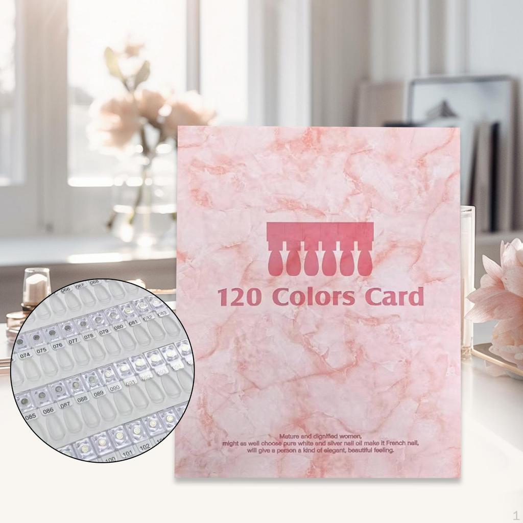 120 Nail Color Swatches Book Manicure Tool for Polish Gel Display Chart Salon
