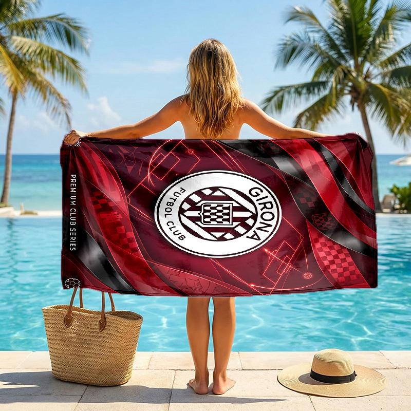 Girona FC Druck Schnelltrocknendes Strandtuch Mikrofaser Saugfähig Tragbares Reise-Handtuch zum Schwimmen