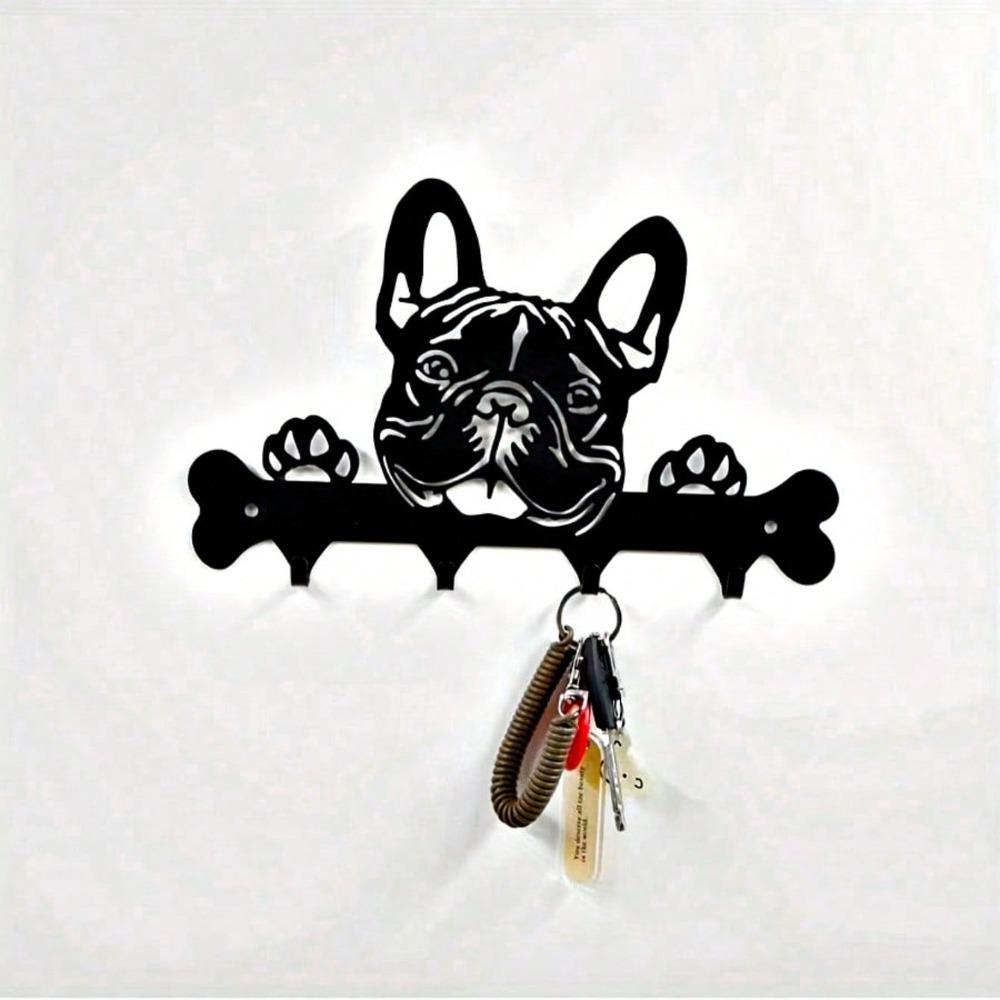 

Black Wrought Iron Dog Shaped Key Towel Rack Wall Organizer Kitchen Home Storage 21x15 чорний