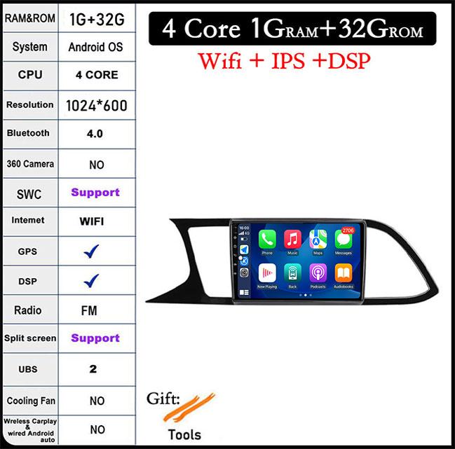 

9 для Seat Leon 3 MK3 2012 - 2020 QLED DSP Android 14 автомобильное радио GPS навигация 4G+WIFI DSP BT Carplay плеер