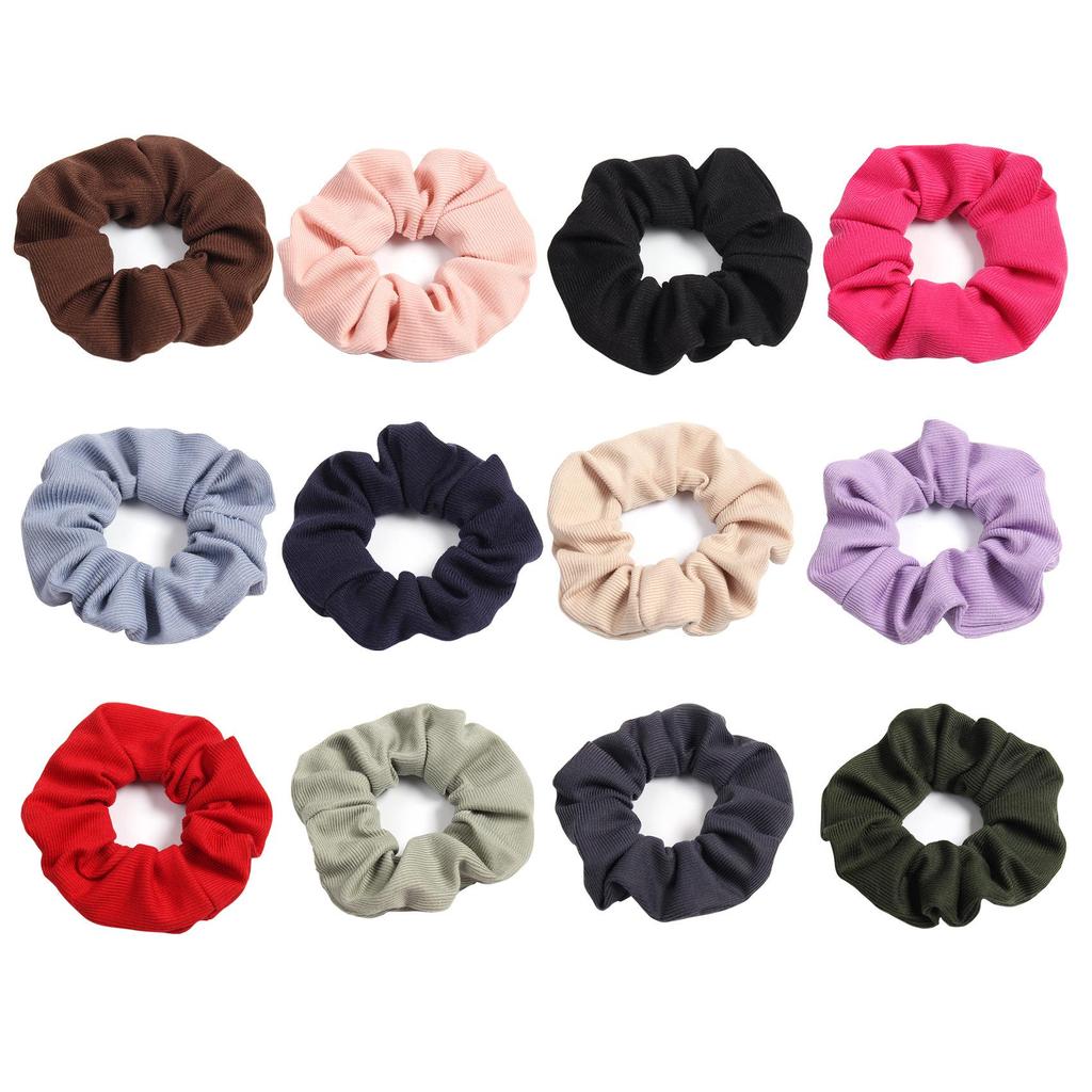 Solid Color Striped Hair Tie for Girls - High Elasticity Ponytail Accessory