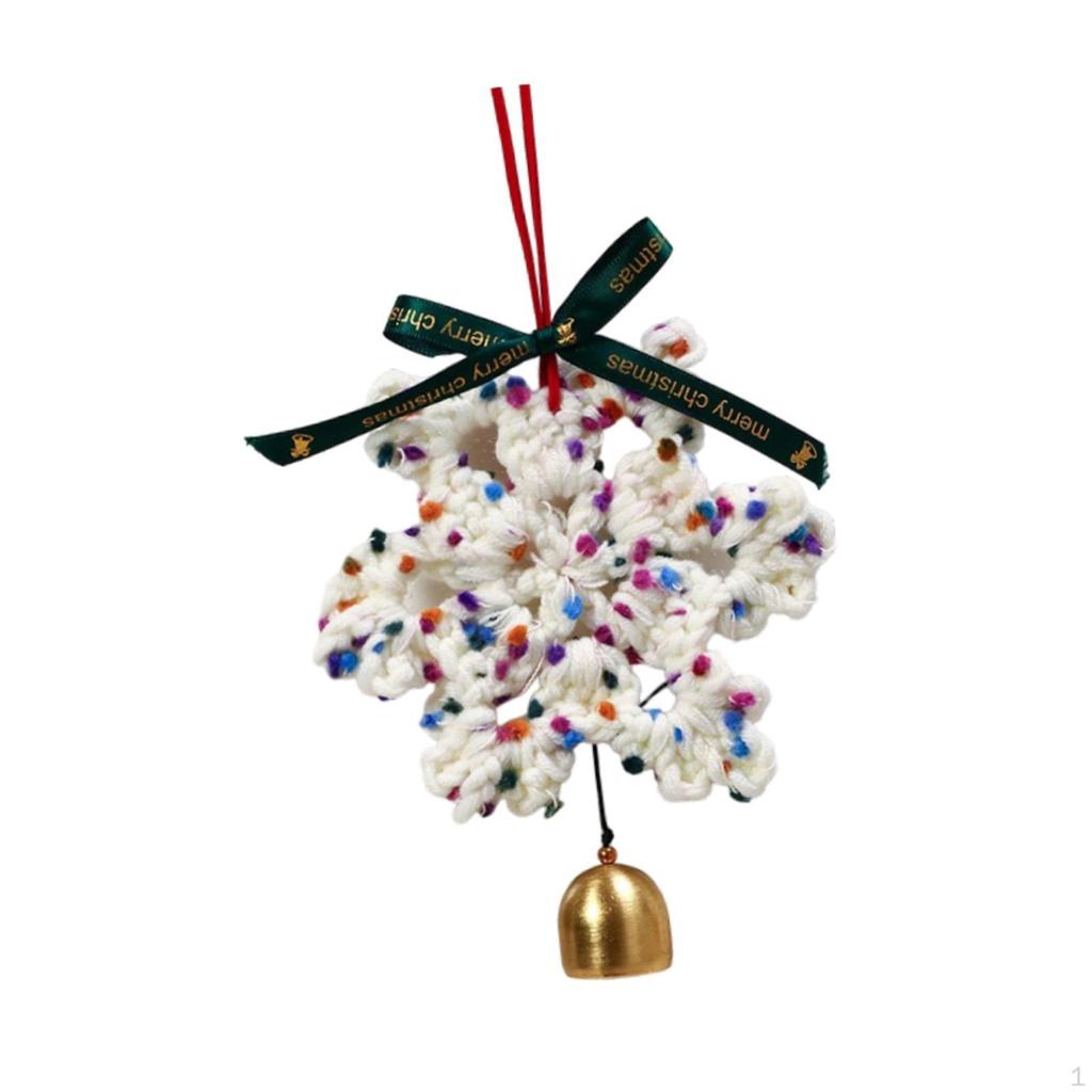 Christmas Crocheted Snowflake with Metal Bell Tree Decoration