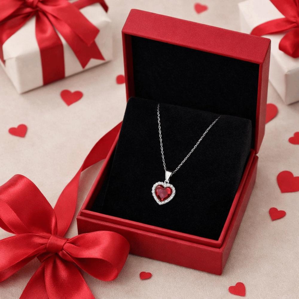 Crystal Inlaid Crystal Necklace Elegant Charm heart necklace  Valentine's Day Gift