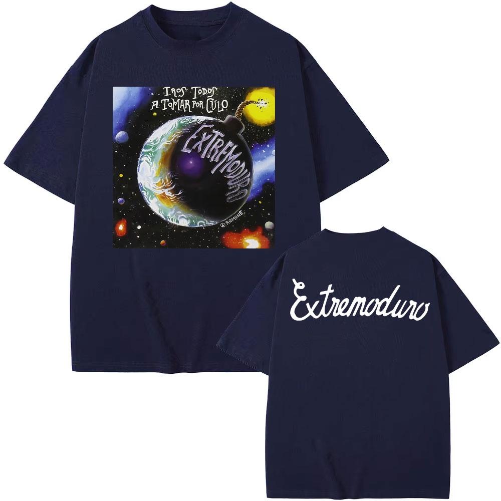 SpringSummer Graphic Rock Band Tee EXTREMODURO Tour Pattern Printed Cotton Fashion Casual Short Sleeve Round Neck Tshirt
