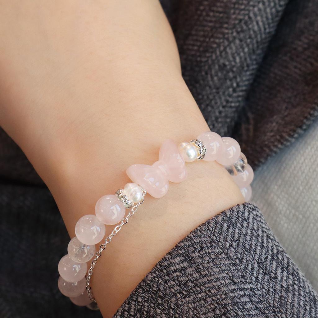 Natural Pink Crystal Bracelet Hibiscus Stone Fashion Bracelet Fashion Women Bracelet Accessories