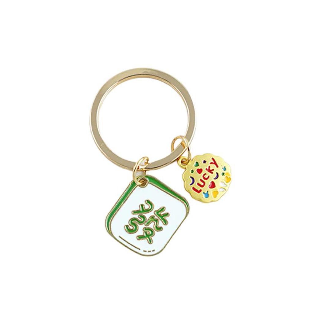 Luck Mahjong and Money Bag Keychain Pendant Elegant Hanging Pendant Alloy Texture for Good Fortune and Wealth Charm