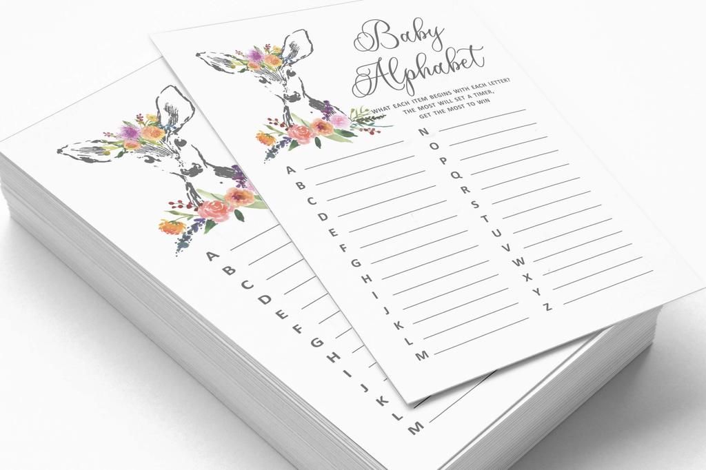 Inkdotpot 50 BabyA  AlphabetA  ABCA  GameA  Deer Animal Baby Shower Game Gender Neutral Party