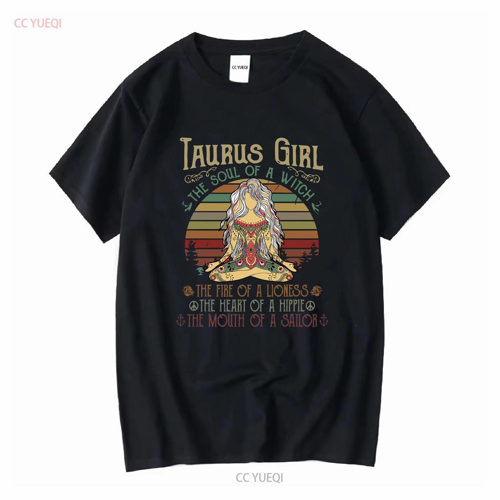 Taurus Girl The Soul Of A Witch T Shirt Cotton Crew neck long or short sleeves vintage Washed Slightly Soft streetwear