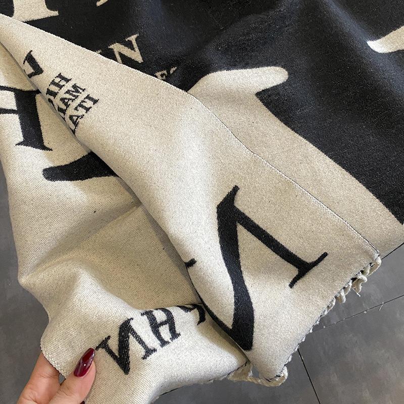 Imitation cashmere scarf women's autumn and winter versatile thickened warm fringed shawl summer fashion scarf
