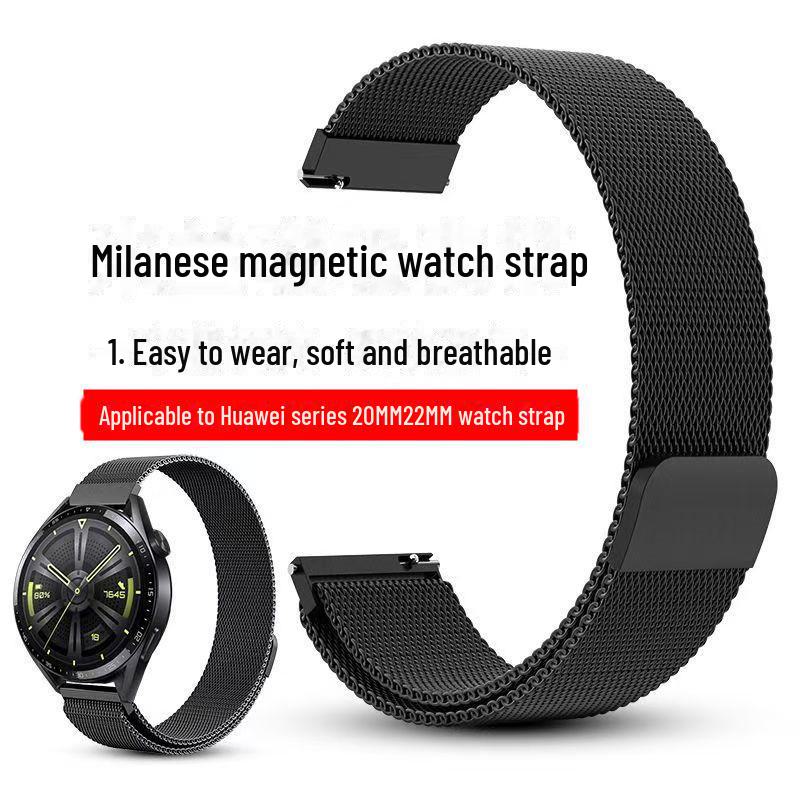 

Ремінець з магнітною пряжкою з нержавіючої сталі для Apple iWatch і Huawei GT4 Milanese high magnetic strap + Samsung Huawei 22mm чорний