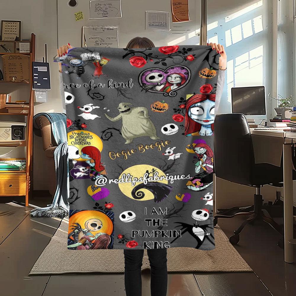 Nightmare Before Christmas Printing Flannel Blanket Bedroom Sofa Camping Warm Blanket Gifts for Family and friends-MJ009