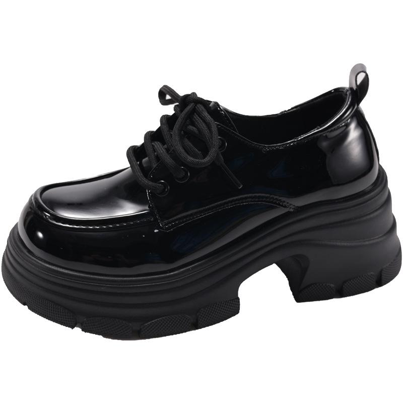 

Кожаные универсальные платформенные женские новые осенне-зимние ботинки на шнуровке, увеличивающие рост, в стиле ретро, одинарные туфли, маленькие кожаные туфли 40