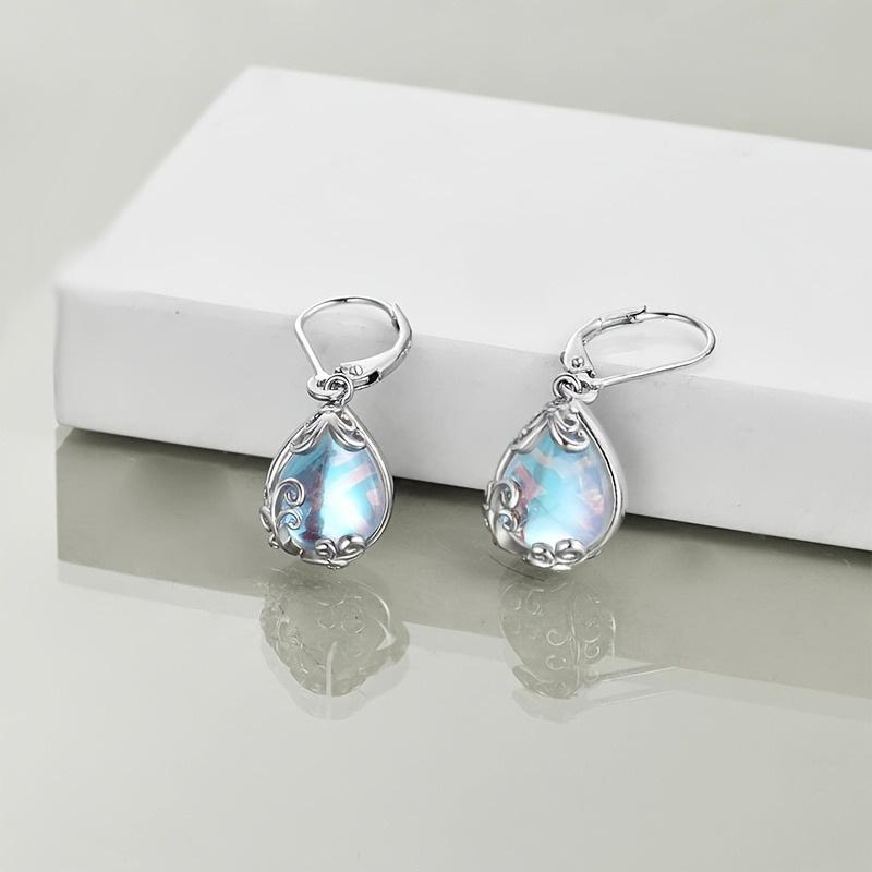 Elegante Mondstein Wassertropfen Wellen Ohrringe: Europäischer & Amerikanischer Luxus Modeschmuck