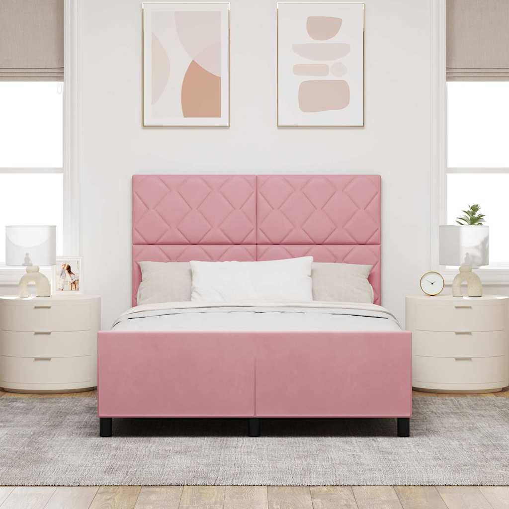 Boxspring Bed with Headboard Pink 140 x 190 cm Velvet