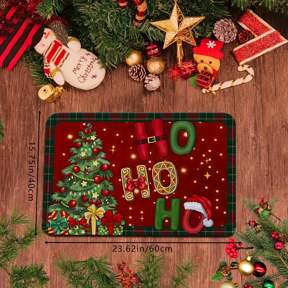 1pc Christmas Tree Doormat, Festive Holiday Decorative Mat, Non-Slip Absorbent Crystal Fleece Floor Mat, for Home, Bathroom