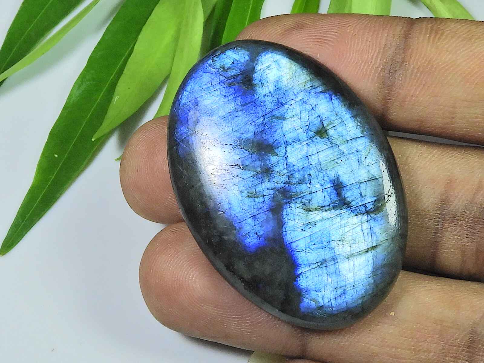 

31X43X5MM Multi Fire Labradorite Oval Cabochon Loose Natural Gemstone 80Cts. SK-3928