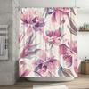 Floral Bath Curtain Set with Watercolor Design Pink Orchid Shower Curtains for Bathroom Decor Modern Home Decorative Shower Pane