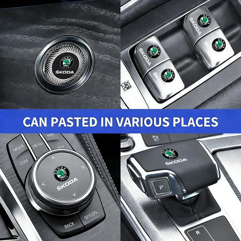 XOWS7 Car Interior Steering Wheel 3D Sticker Logo Car Accessories Tool for Skoda RS Rapid Yeti Karoq Vision Octavia Kodiaq Kamiq Fabia