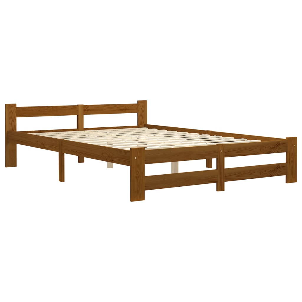 Solid Pine Wood Bed Honey Brown 140 x 200 cm