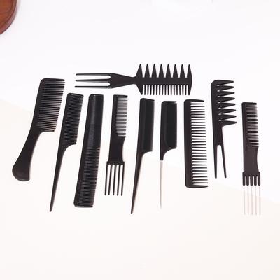 10 Stück schwarzer Haarkamm Set Styling Haarkamm Hitzebeständiger Pferdeschwanzkamm Stylisten-Zubehör Speziell für Echthaarperücken