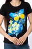 Women’s Patriotic T-Shirt – Butterfly & Flowers In Ukrainian Flag Colors, Summer, 8188-001-33-Y-3 HC