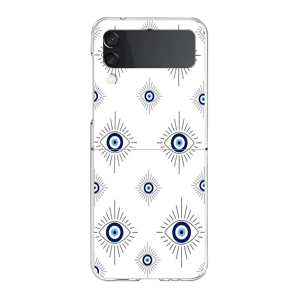 Phone Case For Samsung Galaxy Z Flip 3 4 5 Hard Folding PC Bumper Blue Eye Art For Samsung Z Flip 6 Back Cover