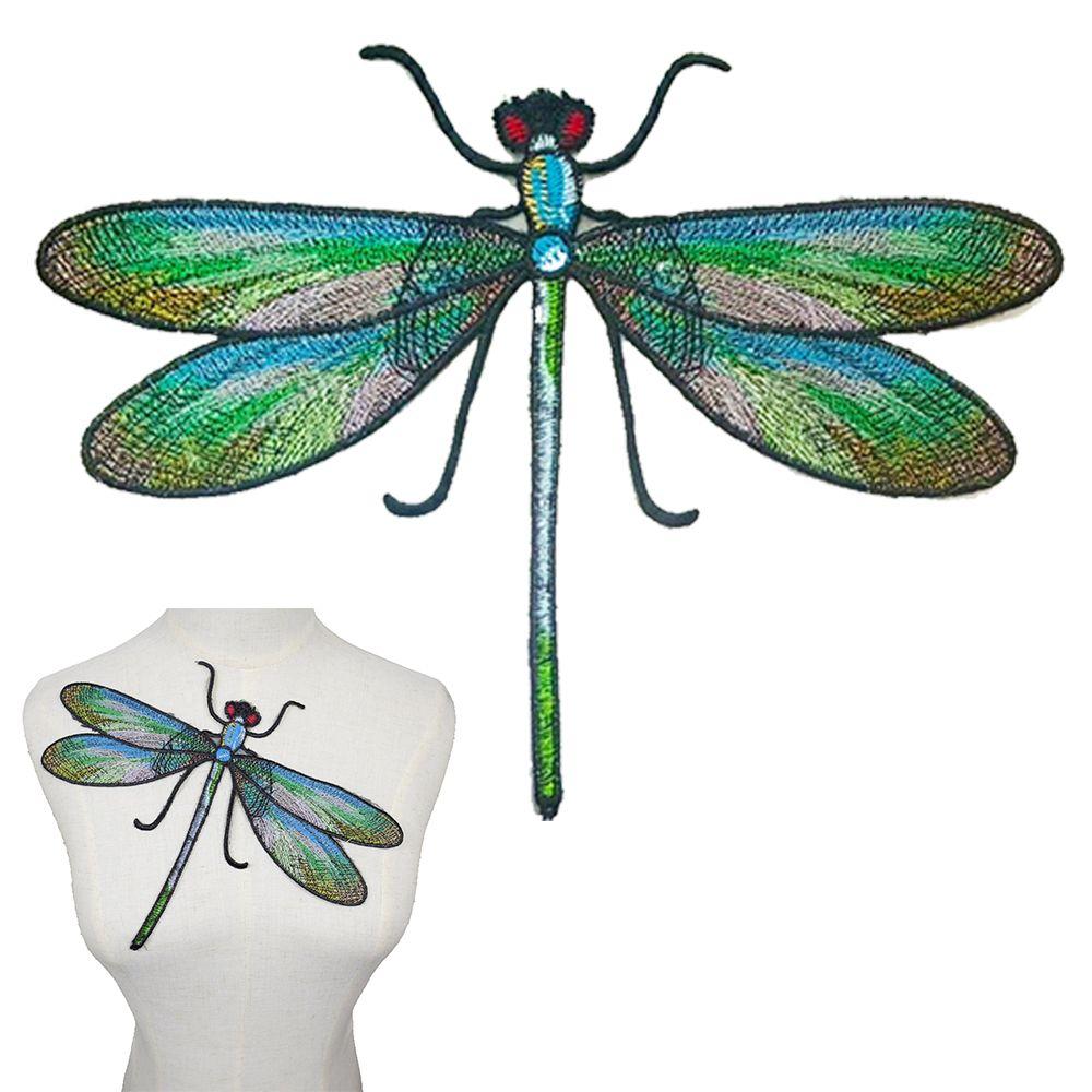 

Big Dragonfly DIY Crafts Clothes Patch Iron On Patches Applique Embroidery зелений