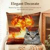 Speechless Cat Funny Cute Cushion Cover Natural Linen Organic Fabric DoubleSided Printing Sofa Home Decor Gift Pillow Case