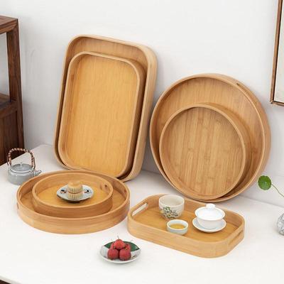 Nordic Bamboo Rectangular Tea Tray for Teacups, BBQ, or Coffee