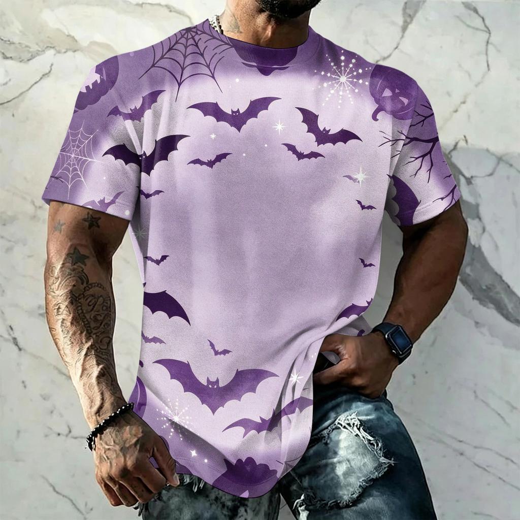 Men's Halloween Vintage Short Sleeve T Shirt Loose Breathable Summer Sports Streetwear Casual Everyday Top Lightweight Comfortable Fit