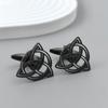Silver Round Celtic Knot Hollow Gold-plated Cufflinks, French Shirt Cuff Accessories In Black, Matching with Men's Suits