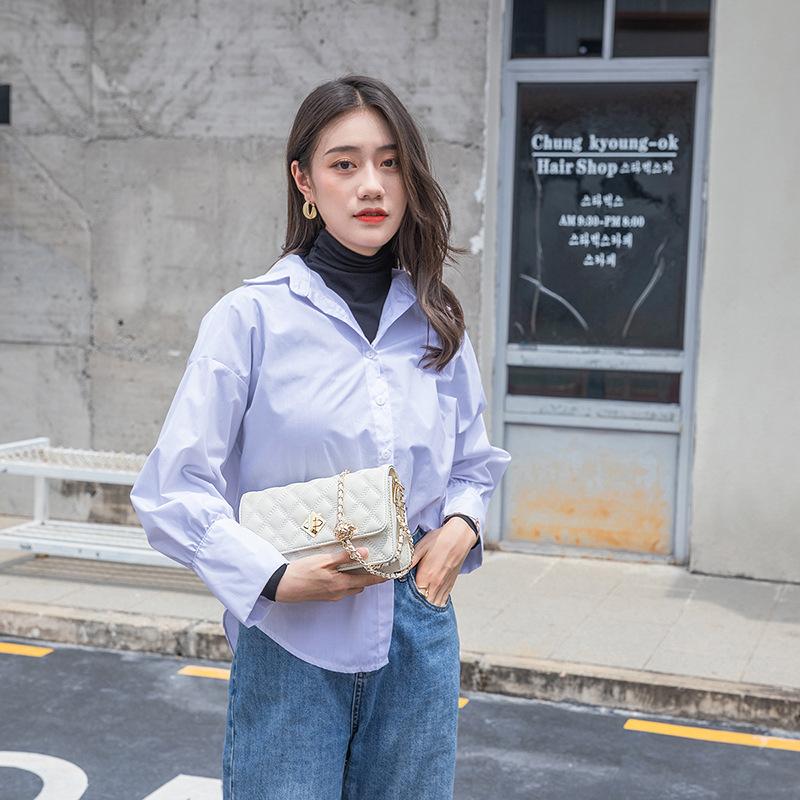 Women's Korean Style Korean Style New One Shoulder Oblique Strap Lock Buckle  Trendy Square Bag