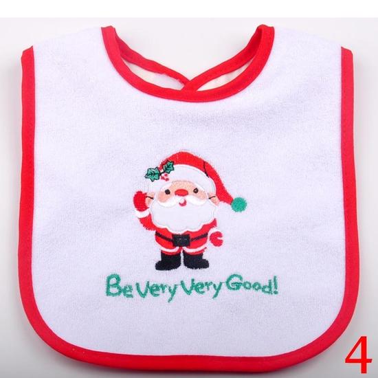 1 Stück Baby Weihnachts Lätzchen Xmas Abendessen Lätzchen Cartoon Weihnachtsmann Bestickt Speicheltuch