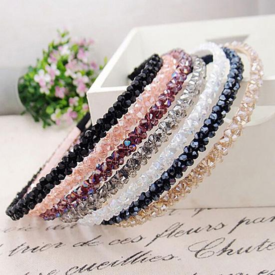 Tiara de Strass Feita à Mão Metal Inoxidável Strass Mulheres Aro de Cabelo com Contas para Cerimônias