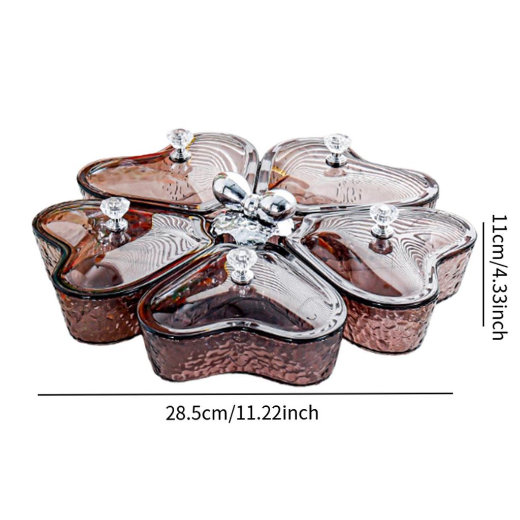 Divided Serving Tray Fruit Plate Organizer Nut Candy Veggie Tray Rotating Snack Platter for Candy Nuts Sweets Fruit Tea Party