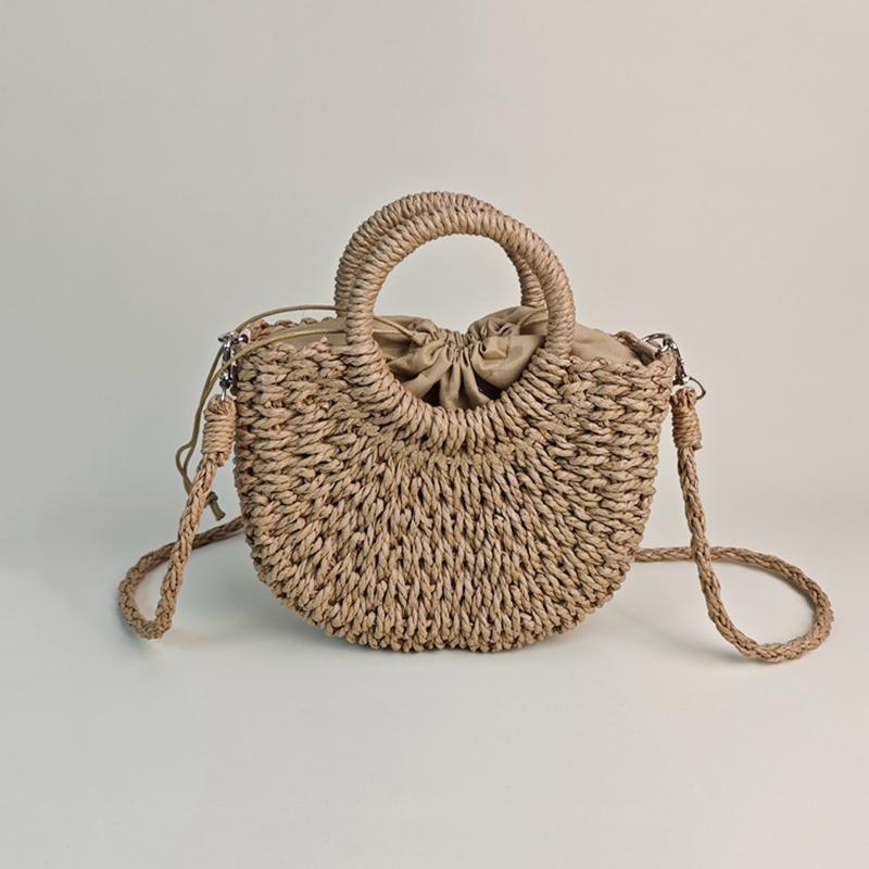 New Fashion Women Woven Bag Portable Basket Female Summer Popular Crossbody Straw Bag Beach Purses and Handbags