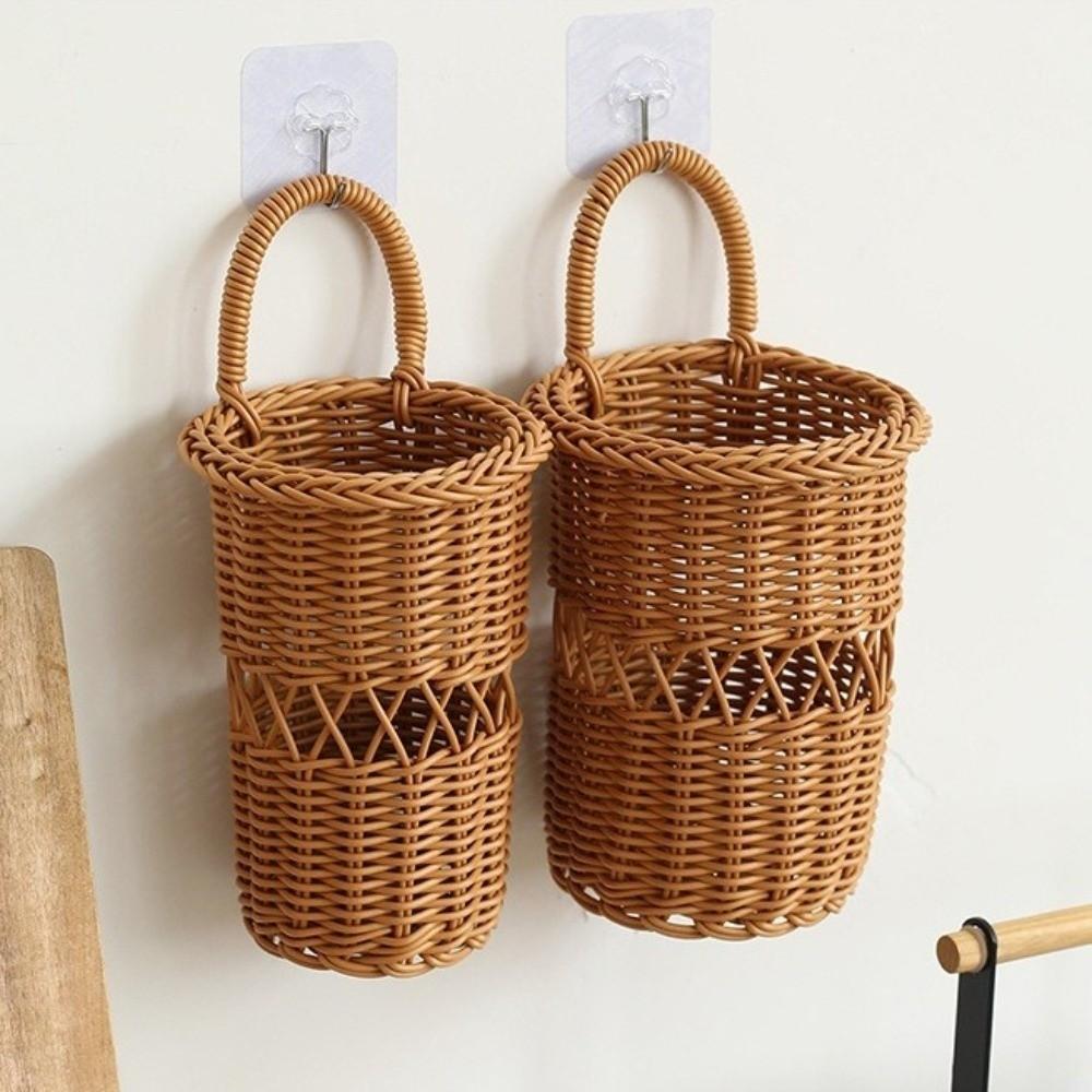 Rust-Resistant Wall Mounted Storage Basket Rustic Style Flower Bucket Flower Vase  Living Room