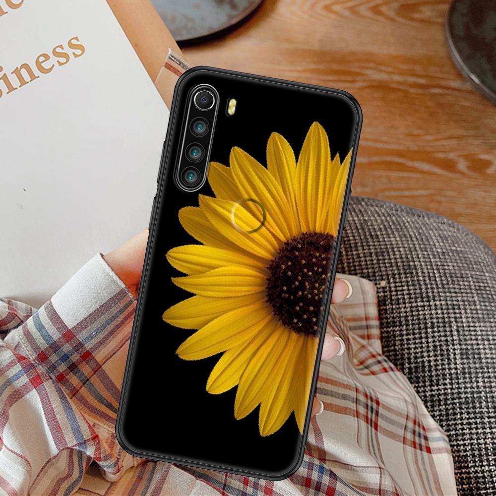 Cute&amp;nbsp;Sunflower Phone Case For Xiaomi Redmi Note 7 8 9 10 7A 8T 9A 9T 9S 10S Pro black art hoesjes fashion cover pretty shell