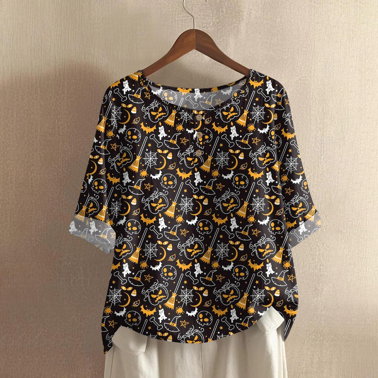 

Женская модная и повседневная рубашка с полурукавом, круглым вырезом и принтом, блузка, топ L жёлтый