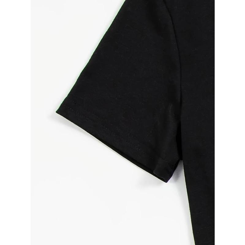 Letter Print T-shirt, Short Sleeve Crew Neck Casual Top for Summer & Spring, Women's Clothing