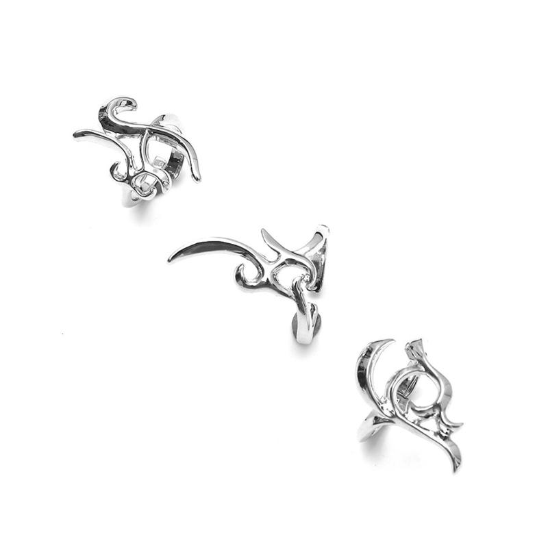 

3 Pieces/set Punk Exaggerate Irregular Opening Daily Fingertip Protective Nail Rings Sets for Women Party Jewelry 1