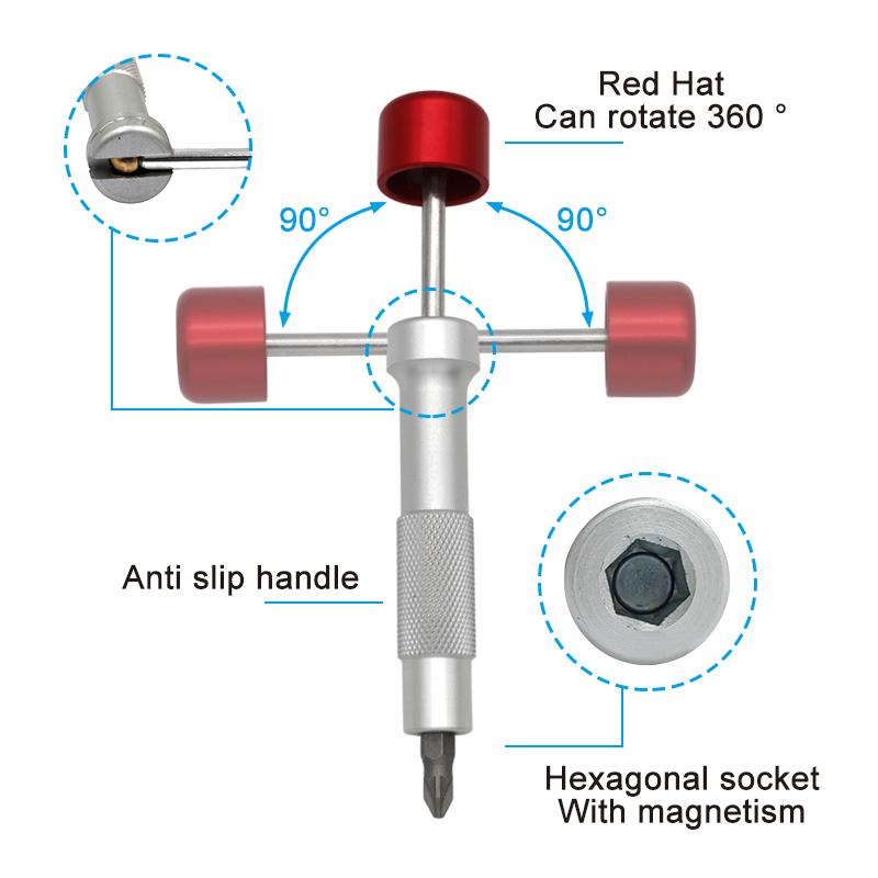 Aluminum Red Hat Reinforced Screwdriver Handle Turned Manual Drilling Automotive and Home Appliance Repair Tool