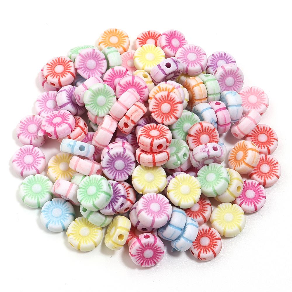 200pcs/lot Multiple Styles Plastic Beads Cat Flower Star Fish Shell Beads Loose Spacer Beads For Jewelry Making DIY Accessories