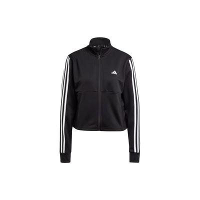 Casual Loose Zip Stripe Stand Collar Jacket Women Outerwear Black HZ5615